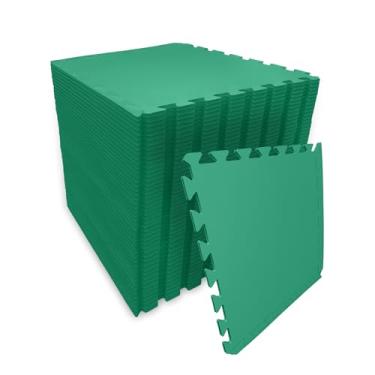 Imagem de SELLER Tapete de Encaixe em EVA – 24 peças 50×50 cm, 5mm espessura, superfície antiderrapante, modular tipo quebra-cabeça, com bordas, piso infantil, academia, brinquedoteca, proteção contra impacto e conforto (Verde)