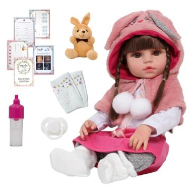 Imagem de Bonecas Reborn Realistas - Variação de Bichinhos Pode dar Banho + Itens - Detalhes Realistas e Membros Articulados 100% Silicone (Coelhinha)