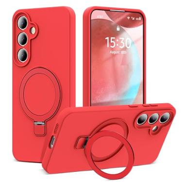 Imagem de YEMORAN Capa projetada para Samsung Galaxy S24 Plus de 6,7 polegadas com suporte de anel magnético [compatível com Mag-Safe] [proteção de nível militar] Capa de telefone fina de silicone líquido S24