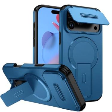 Imagem de Capa protetora com flip e câmera para iPhone 17, 16, 13, 12, 11 Pro Max, 14, 15 Plus, 16e, 17 Air com suporte magnético (para 13 Pro/Azul)