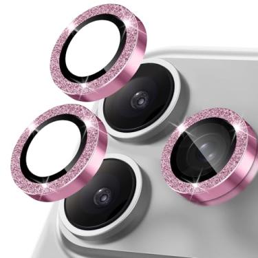Imagem de Happtkey Protetor de lente de câmera para iPhone 17 Pro, anel de metal de liga de alumínio individual com glitter, protetor de tela de vidro temperado 9H, protetor de tela de luxo HD antiarranhões
