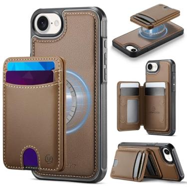 Imagem de WJXEXRS Capa carteira para iPhone 16e, capa de couro PU 2 em 1 requintada/antiarranhões fina à prova de choque/capa de celular com carregamento magnético para iPhone 16e 6,1 polegadas - marrom