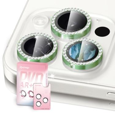 Imagem de ZSAUTHREE Protetor de lente de câmera Bling compatível com iPhone 16 Pro/16 Pro Max, vidro temperado 9H, bandeja de instalação em 1 passo, HD transparente/à prova de estilhaçamento/resistente a