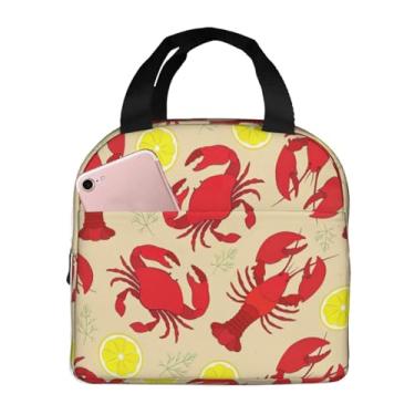 Imagem de SUHNGE Lancheira com estampa de lagosta e caranguejo isolada, lancheira rolltop para mulheres, homens, adultos e adolescentes