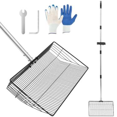 Imagem de Colher grande de metal para cocô de galinha, colher de areia de galinheiro de comprimento ajustável com alça de aço inoxidável, ferramenta de limpeza de aves durável para galinheiros e animais de