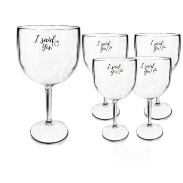 Imagem de 8 Taças Gin Acrilico 550ml Branca e Transparente Despedida de Solteira