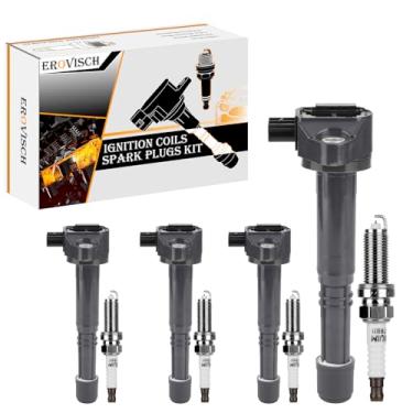 Imagem de Pacote 4 UF712 Bobina de ignição e vela de ignição - Compatível com Acura Honda - 2016-2020 ILX, 2015-2020 TLX, 2013-2017 Accord, 2015-2019 CR-V - 2.4L L4 Engine - Substitui # GN10732 332 0520 - 5A2