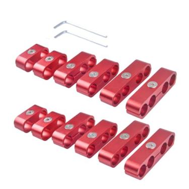 Imagem de ZHSYMX Kit de alumínio para separadores de fios de vela de ignição, divisor separador de fios de vela de ignição do motor de 7 mm 8 mm 9,5 mm (vermelho)
