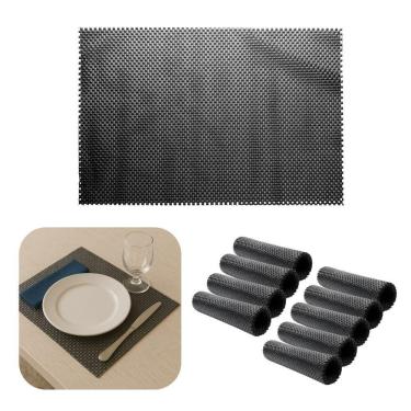 Imagem de 10 Lugar Americano Retângulas Mesa Preto Pvc Antiderrapante Sousplat 45x30cm Lyor