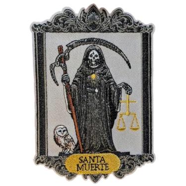 Imagem de Generic Santa Muerte Patch Folk Saint Our Lady of Holy Death Nuestra Señora de la Santa Muerte Grim Reaper Proteção Espiritual Amor Prosperidade Boa Saúde Fortuna Cura Bordado Ferro em 12,7 x 9 cm