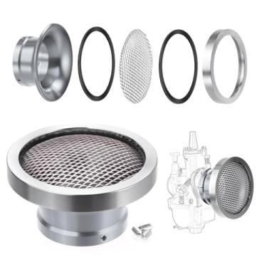 Imagem de Filtro de ar do carburador limpa pilha de velocidade de 55 mm com malha de rosca removível, adequado para ciclomotor, poço, bicicleta suja, quadriciclo (titânio, 55 mm-H40)