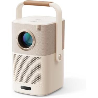 Imagem de [Som da JBL e Google TV embutido] Yaber T2 Plus GTV projetor externo – Projetor inteligente com WiFi 6 e Bluetooth, projetor portátil de filme nativo 1080p para ambientes internos e externos (bateria
