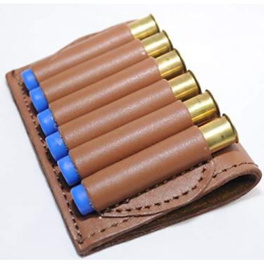 Imagem de Suporte de concha de espingarda de couro calibre 410 para cinto - suporte de cartucho - bronze