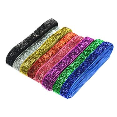 Imagem de Baoblaze 8 ×Glitter Ribbons 3/8 polegadas de largura, fita brilhante para artesãos, casamento, feriado, casa, decoração, presente, embrulho, cartão, fazer laços de cabelo, projetos florais, 91 cm/ peças