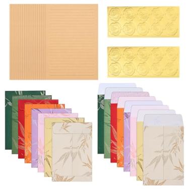 Imagem de BAYTORY 46 envelopes A6 para convite, conjunto de papel de papelaria e envelope estilo vintage, 30 folhas de papel + 16 envelopes para correspondência, casamentos (papéis coloridos e cartas)