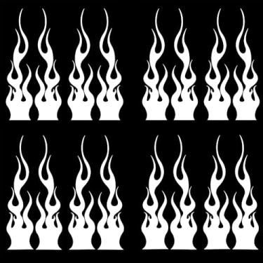 Imagem de Adesivo de vinil refletivo de chama, 16 peças, à prova d'água para carro, veículo de pista, motocicleta, bicicleta, skate e laptop, 15 cm/5,9 pol (branco)