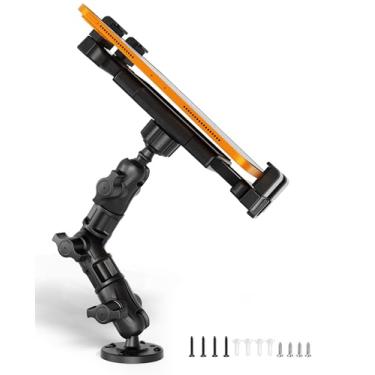 Imagem de OHLPRO Suporte para tablet iPad para carro, base de perfuração resistente, suporte para iPad para caminhão, compatível com tablets de 12.7 cm-43.2 cm, ângulo ajustável, design resistente, ideal para