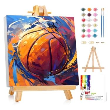Imagem de Reivworl Kit de pintura emoldurada por números para adultos iniciantes e crianças de 8 a 12 anos, tinta de basquete por número para adultos, pintura de números DIY para presentes e decoração de casa