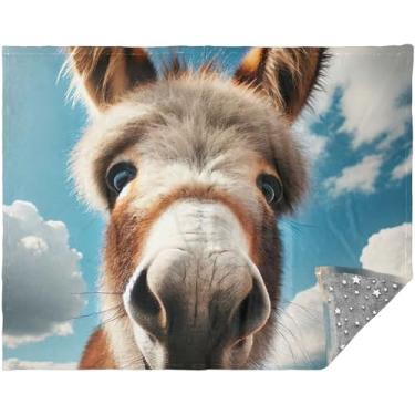 Imagem de Cobertores macios personalizados de burro fofo e mantas de quarto mais macias para sofá 177,8 cm x 139,7 cm Cobertor duplo de folha