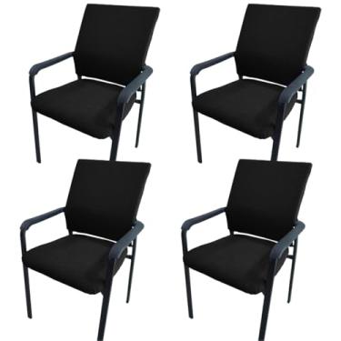 Imagem de Daunkang Capa protetora dividida para cadeira de hóspede de escritório, capa protetora para poltrona, para recepção de escritório, escola, igreja, convidado, G, conjunto com 4, preto