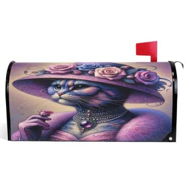 Imagem de Capas de caixa de correio de outono magnéticas sazonais outono caixa de correio envoltório vinil bonito moda gato flores modernas decorações caixa de correio tamanho padrão 52,6 x 45,8 cm