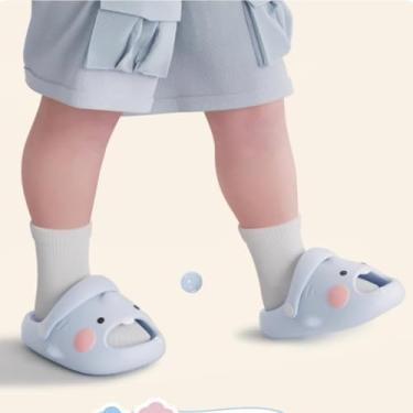 Imagem de Tamanco infantil de tubarão fofo com desenho animado – Sandálias de jardim antiderrapantes com alça traseira – Sapatos de praia leves e macios de verão para meninos e meninas (rosa), A01/azul, 8.5
