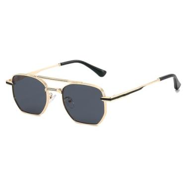 Imagem de Óculos de Sol UV400 - Ponte Dupla com Lentes Degradê em Metal para Homens e Mulheres, Ideais para Esportes ao Ar Livre, Corrida e Ciclismo, Dourado e Preto