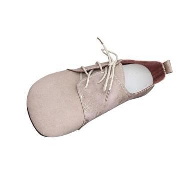 Imagem de Mocassins femininos elegantes casuais versáteis plus size respiráveis com bico redondo fechado com cadarço frontal sola macia, Bege, 34