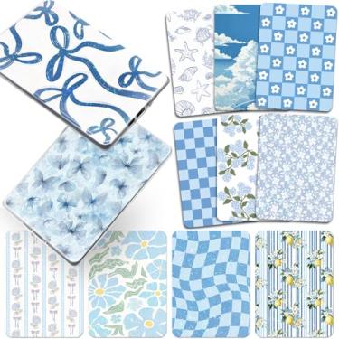 Imagem de Berirexrion Inserção de cartolina para capa transparente – 12 peças de decalque azul traseira compatível com Kindle Paperwhite 11ª 12ª geração 17.3 cm acessórios de cartão floral para leitor de livros