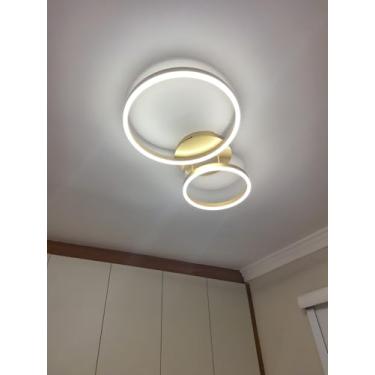 Imagem de Plafon LED de Sobrepor Delta 40W 3000K Luz Amarela Quente Gold para Sala de Estar e Quarto