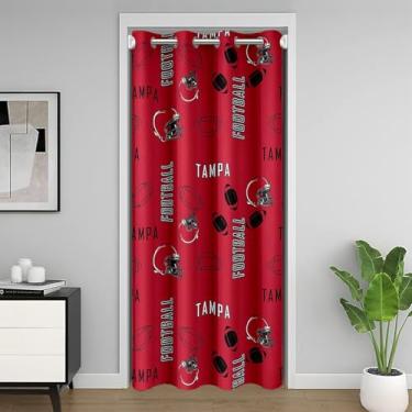 Imagem de jejeloiu Capa para armário de futebol americano, 106 x 203 cm, 1 painel, cortina de porta tampa, para privacidade, para crianças, meninos, meninas, futebol americano, cidade, divisória, vermelha