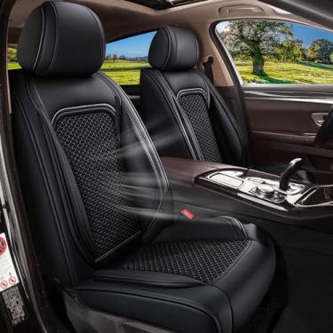 Imagem de IKABEVEM Conjunto completo de capas de assento de carro para Hyundai Elantra 2007-2024 2025 2026, capas de assento de carro de couro de seda gelo, refrescantes, respiráveis, acessórios automotivos