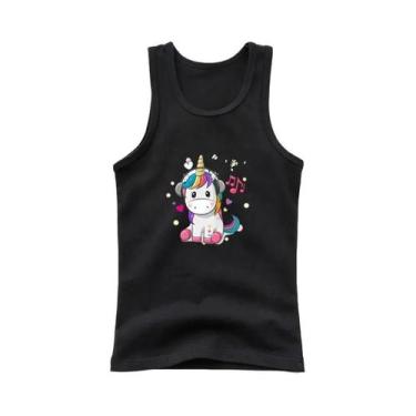 Imagem de Camiseta Regata Sem Mangas Para Meninas Com Estampa De Unicórnio Kawai