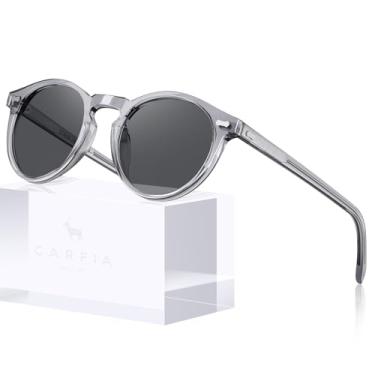 Imagem de Óculos de Sol CARFIA Masculino - Redondo Retrô Clássico em Acetato com Lentes Polarizadas