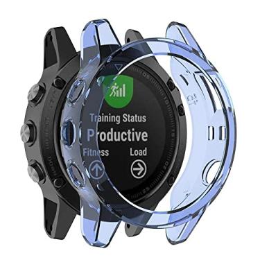 Imagem de TPUOTI para Garmin Fenix5S 5 5X TPU Capa de proteção de moldura de silicone capa ultrafina transparente Fenix 5S 5 5X acessório luva protetora (cor: azul, tamanho: para Fenix 5 5 Plus)