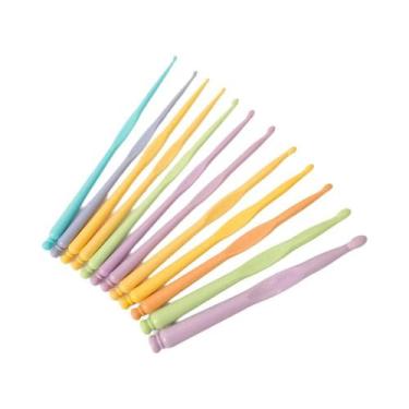 Imagem de Conjunto De Agulhas De Tricô Coloridas De 2-10mm 12 Peças Ganchos De C