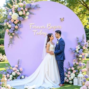 Imagem de Capa de fundo redonda roxa de 1,8 m lavanda lilás balão círculo arco capa de fundo de casamento capas de arco redondo elástico elastano chá de panela, chá de bebê, festa de aniversário, Ação de Graças