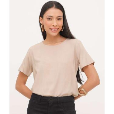 Imagem de Blusa Feminina Vazado Manga Curta Marisa-15805, Bege, P