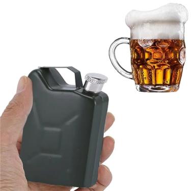 Imagem de Garrafa de Aço Inoxidável Fashion para Bebidas Alcoólicas Pequena Portátil Design Criativo Homens Pais Maridos Vinho Resistente Bolso Camping Piqueniq
