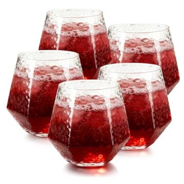 Imagem de Torchero Pacote com 24 taças de champanhe de plástico, taças de vinho descartáveis - copos de uísque inquebráveis em forma de diamante de 355 ml, copos de uísque inquebráveis, martelados