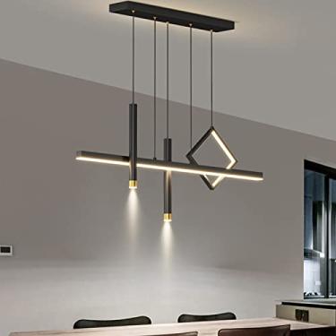 Imagem de Luminária pendente LED para mesa de jantar com controle remoto, luminária pendente LED para sala de jantar, lustre regulável, luminárias para sala de jantar, sala de estar, cozinha, iluminaç
