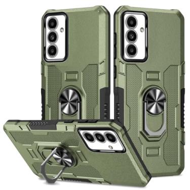 Imagem de Sidande Capa para Galaxy A36/Galaxy A56, suporte de suporte resistente, suporte magnético embutido para carro, à prova de choque, capa protetora para celular para Samsung Galaxy A56 verde