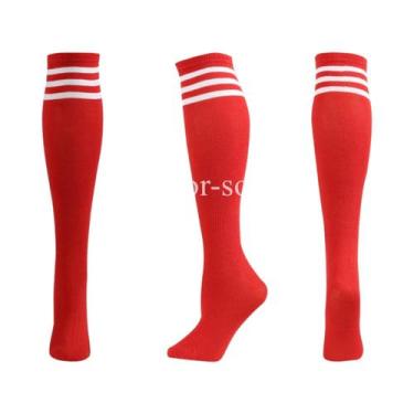 Imagem de Meias De Compressão Antiderrapantes Até O Joelho Listradas Para Futebo