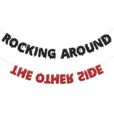 Imagem de Faixa de balanço ao redor do outro lado - decoração de aniversário estranho, festa temática de cabeça para baixo, faixa assustadora de aniversário de Halloween para reunião temática, decoração de sala