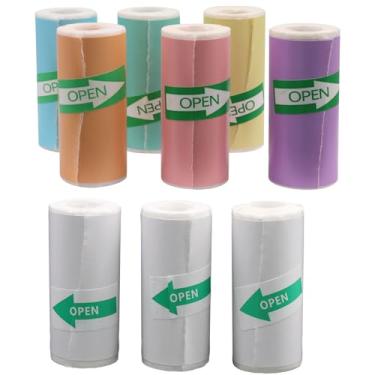 Imagem de Zorfeter 9 rolos de papel adesivo térmico, papel autoadesivo para impressora 57 x 25 mm, 3 rolos de branco e 6 rolos de papel adesivo colorido para mini impressora sem tinta/álbum de recortes DIY