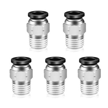 Imagem de QITUO Conexões Push to Connect Tubo de 5/40.6 cm OD x 1/4 polegada NPT Rosca Macho Acessórios de Tubo Pneumático Reto Conexões de Conexão Rápida Conexões de Linha de Ar Conexões de Compressor de Ar 5
