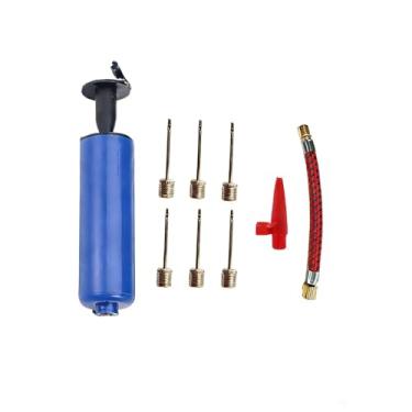 Imagem de Kit de bomba de bola, inflador portátil compacto com ação manual suave para basquete, futebol, vôlei, azul