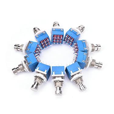 Imagem de microswitch 10 peças 9 pinos 3PDT caixa de pedal de efeitos de guitarra Stomp Foot interruptor de metal True Bypass