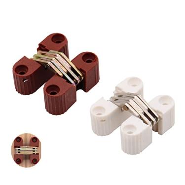 Imagem de Dobradiças 4 peças Dobradiças ocultas 33 x 11 mm Dobradiça transversal de barril invisível de plástico dobrável para porta janela mesa de jantar acessórios de móveis (cor: branco)