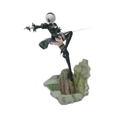 Imagem de Figura De PVC Nier Automata 2B Em Postura De Combate De 24cm, Decoraçã
